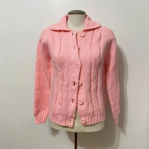Vintage - 1960s Simpsons for Sears Pastel Pink Knit Sweater